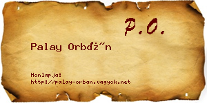 Palay Orbán névjegykártya